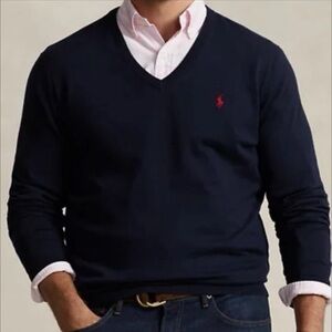Polo by Ralph Lauren Men's Deep Blue V-Neck Sweater